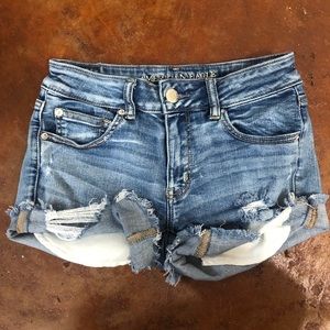 Ripped jean shorts